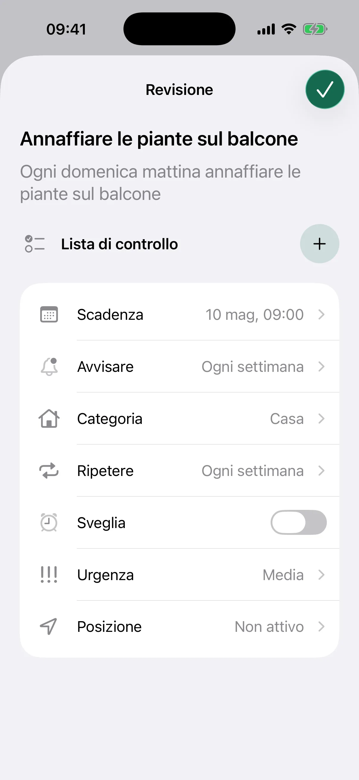 NotNow review screen for a plant reminder