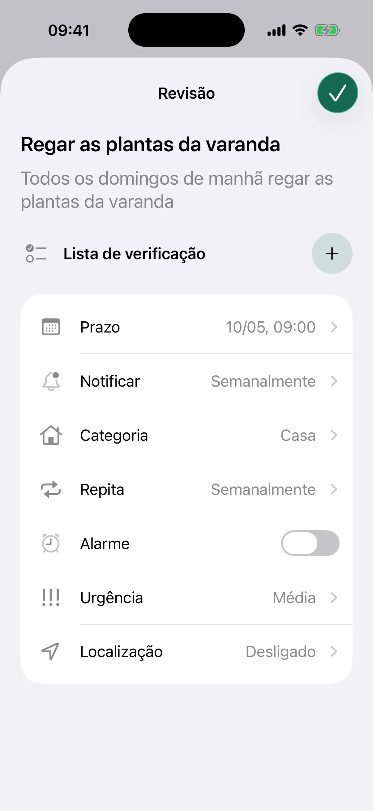 NotNow review screen for a plant reminder